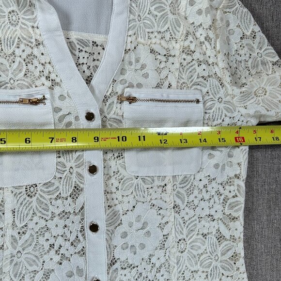Vintage Fashion Magazine Lace Button-Up Blouse Women Small Off White Top - Picture 10 of 14